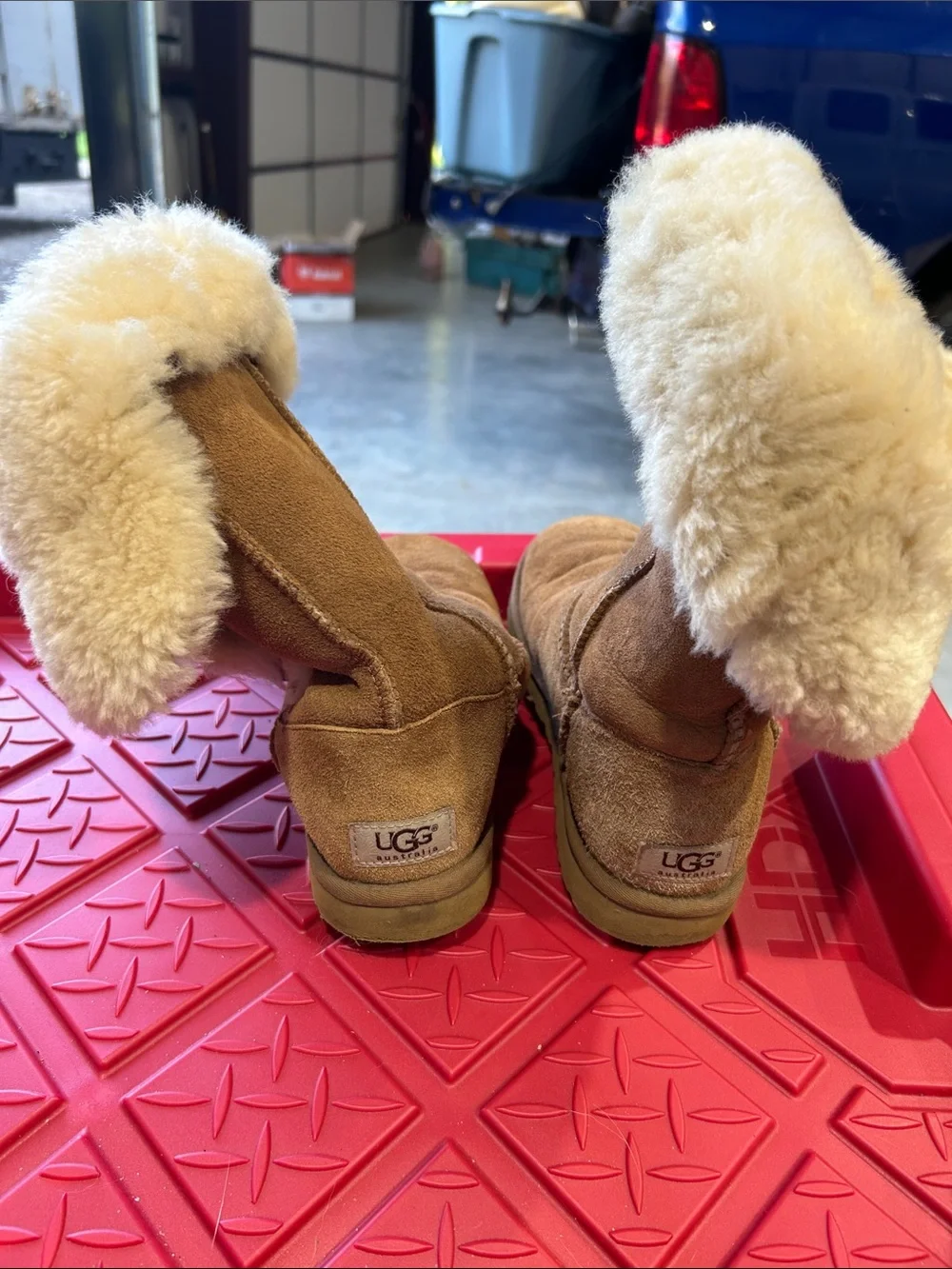 UGG Chestnut Brown Suede Shearling Cuff Boots